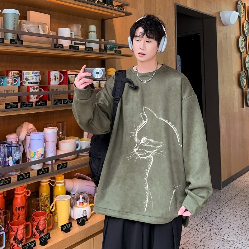 YJ7268P45圆领男上装开叉下摆卫秋冬卫直播品质麂皮绒卫衣,男装卫衣,星座510A-5