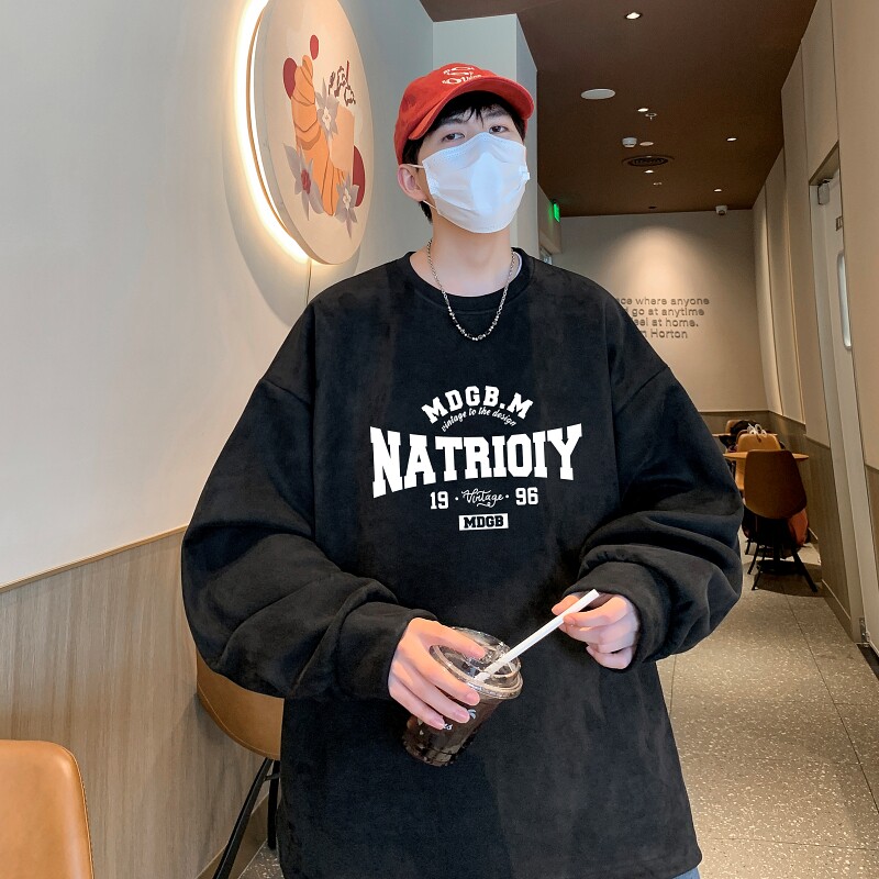 YJ7274P45直播品质重磅麂皮绒卫衣圆领男上装侧开叉下摆卫秋冬卫,男装卫衣,星座510A-5