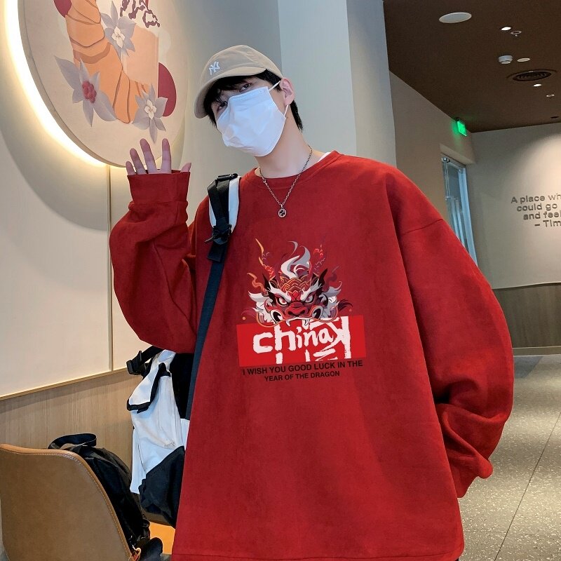 YJ7288P45直播品质男士麂皮绒卫衣圆领男上装侧开叉下摆卫秋冬卫,男装卫衣,星座510A-5