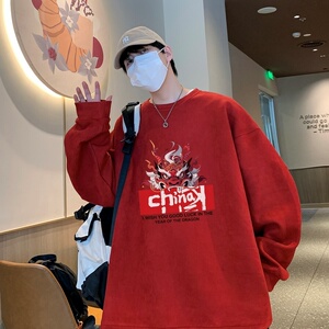 YJ7288P45直播品质男士麂皮绒卫衣圆领男上装侧开叉下摆卫秋冬卫图片