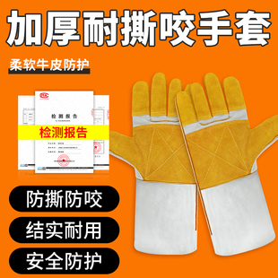 防咬手套防狗咬防猫抓训狗训犬宠物训练牛皮加厚防撕洗澡洗猫防咬