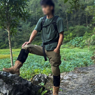 青峰侠力推防蛇咬护腿户外爬山巡逻训犬护具防狗牛皮绑腿脚套加厚