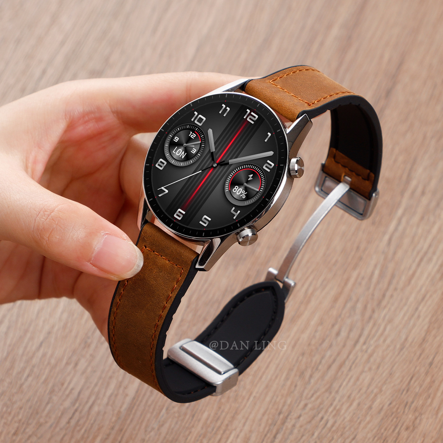 手表带真皮男款磁吸扣疯马纹硅胶表链适用卡西欧华为gt浪琴天王DW,手表,配件,淘宝优惠券,粉丝福利购,淘宝优惠卷