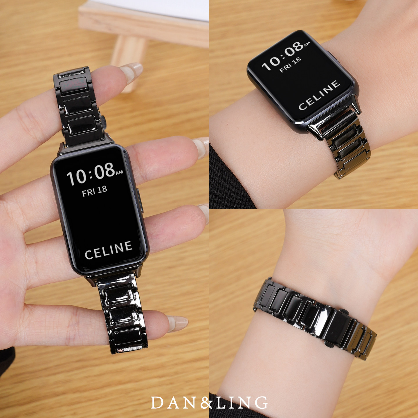 丹灵公主适用华为手环11表带10手表9荣耀8金属表带11pro运动watch十代腕带NFC替换带女款三株钢带透气男配件