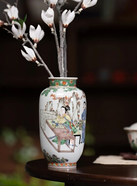 查建东非遗古彩中式手工陶瓷花瓶