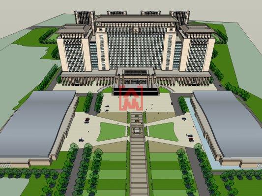 现代办公楼行政机关法院建筑景观sketchup草图大师su模型单体素材