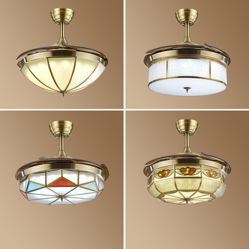 全铜美式客厅风扇灯餐厅吊扇灯