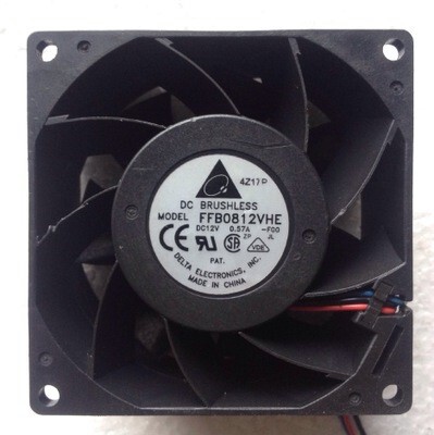 FFB0812VHE DC12V 0.57A DELTA 80*80*38 双滚珠轴流风扇