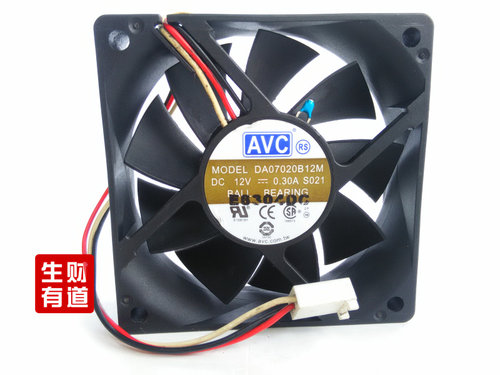 AVC 7020 7CM/厘米 DA07020B12M 12V 0.30A 3线温控CPU风扇