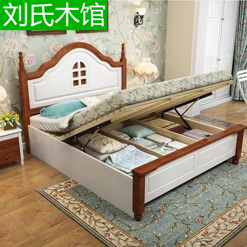 地中海风格实木床双人床现代简约新婚公主床主卧经济型储物白色床