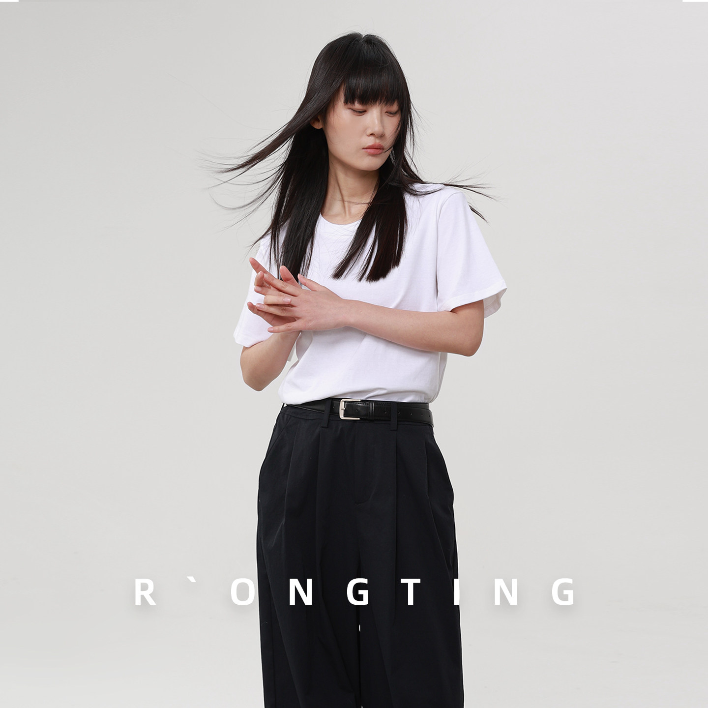 绒汀 RONGTONG【100%纯棉】男女同款短袖纯色T恤宽松百搭打底上衣