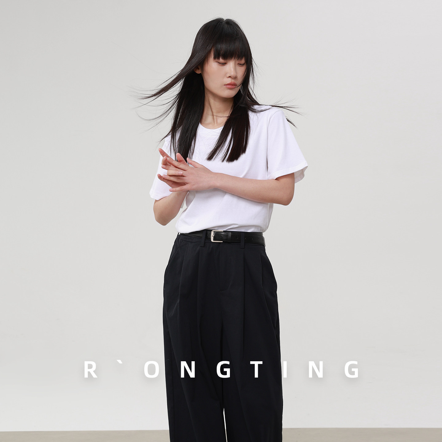 绒汀 RONGTONG【100%纯棉】男女同款短袖纯色T恤宽松百搭打底上衣