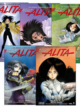 英文原版 Battle Angel Alita Deluxe 阿丽塔 战斗天使 豪华精装收藏版系列5册 同名动漫漫画 Yukito Kishiro木城幸人 进口书籍