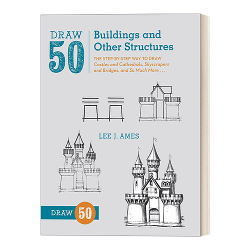 英文原版 Draw 50 Buildings and Other Structures 画50系列 建筑 城堡、教堂、摩天大楼等 趣味绘画技巧指南 工具书英文版进口书