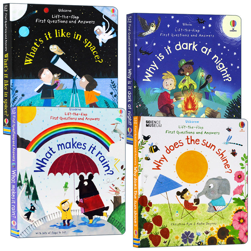 英文原版 Usborne Lift-the-Flap First Questions and Answers 儿童你问我答科普翻翻书 天文常识4册 英文版 进口英语原版书籍