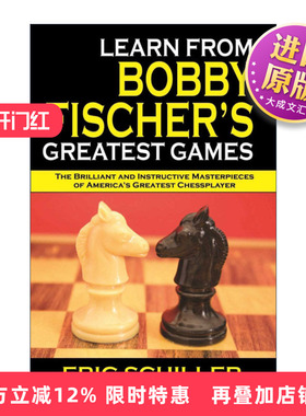 英文原版 Learn from Bobby Fischer's Greatest Games 鲍比费舍尔的象棋经验 初级和中级棋手适用 英文版 进口英语原版书籍