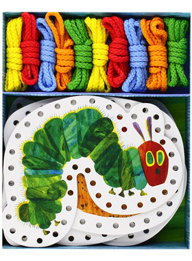 卡尔好饿的毛毛虫 编织卡片 英文原版 The World of Eric Carle·Lacing Cards 英文版 进口英语书籍儿童图书
