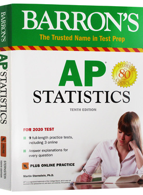 Barron's AP Statistics 英文原版 巴朗AP统计学第10版 附全真试题 线上测试 答案解析 进口英语AP统计学考试用书 全英文版
