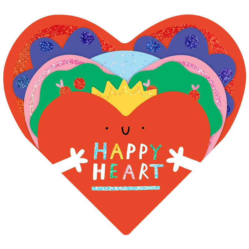 happy heart 英文原版 快乐之心 儿童英语启蒙纸板心形异型书 押韵