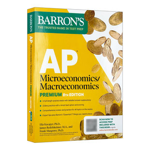 英文原版 AP Microeconomics/Macroeconomics Premium 2026 巴朗AP微观经济学和宏观经济学 高级版 4套题+综合复习+在线练习英文版