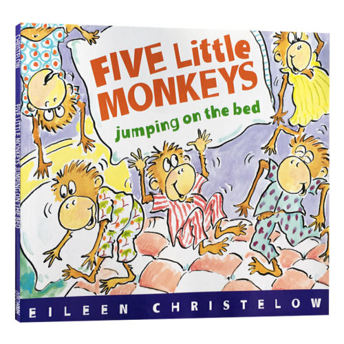 Five Little Monkeys Jumping on the Bed 英文原版绘本 五只小猴子在床上蹦蹦跳 廖彩杏书单 儿童英语启蒙睡前图画故事书 英文版