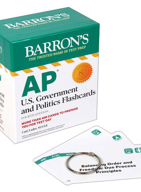英文原版 AP U.S.Government and Politics Flashcards 巴朗AP美国政府与政治备考闪卡 第4版 带环扣 英文版 进口英语原版书籍