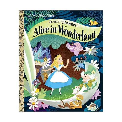 英文原版 Walt Disney's Alice in Wonderland Little Golden Books 迪士尼 爱丽丝梦游仙境 兰登书屋精装小金书 同名电影改编