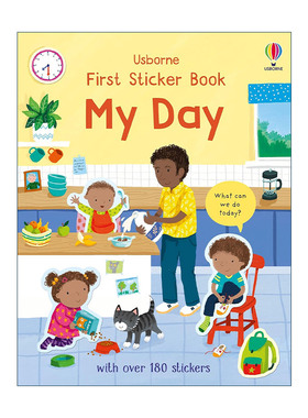 英文原版 Usborne First Sticker Book My Day 我的一天主题贴纸书 180多张贴纸 尤斯伯恩儿童启蒙认知益智游戏 进口英语原版书籍