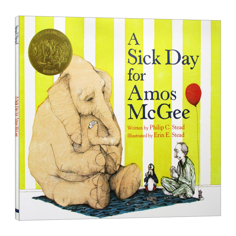 英文原版 A Sick Day For Amos Mcgee 阿莫的生病日 2011凯迪克金奖绘本 人与动物友谊 爱与关怀睡前晚安故事书 英文版 进口英语书