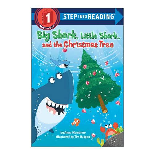 英文原版 Step into Reading 1 Big Shark Little Shark and the Christmas Tree 大鲨鱼 小鲨鱼与圣诞树 兰登经典分级读物 英文版