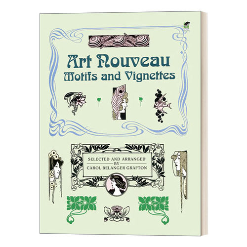 英文原版 Art Nouveau Motifs and Vignettes 新艺术风格主题和小插曲 插画图案 英文版 进口英语原版书籍