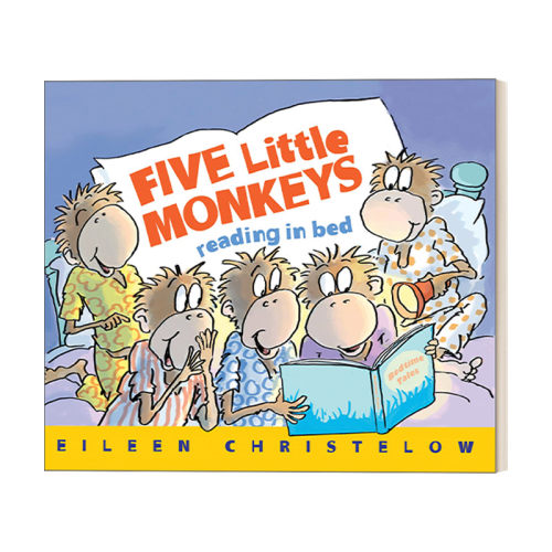 英文原版绘本 Five Little Monkeys Reading in Bed 五只小猴子在床上看书 廖彩杏书单 英文版 进口英语原版书籍