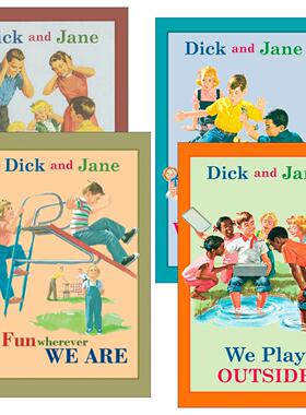 英文原版 Dick and Jane 迪克和简系列4册 儿童经典章节桥梁故事书 Grosset & Dunlap 精装 英文版 进口英语原版书籍
