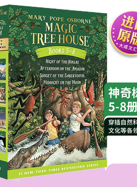 Magic Tree House 5-8 英文原版 神奇树屋 美国中小学课外阅读书籍 1-4续集 英文版桥梁章节书 进口英语阅读科学主题读物儿童图书
