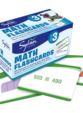 英文原版 3rd Grade Math Flashcards 美国小学三年级数学卡片240张 英文版 进口英语原版书籍儿童图书
