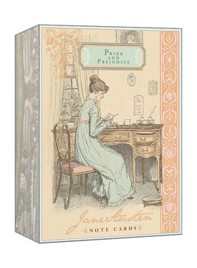 英文原版 Jane Austen Notecards Pride and Prejudice 简·奥斯汀笔记卡 傲慢与偏见 精美插图设计 礼物 英文版 进口英语原版书籍