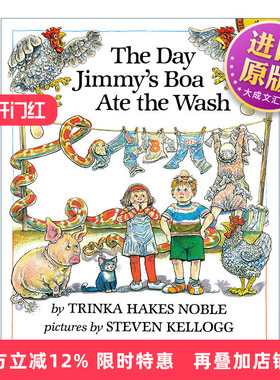 英文原版 The Day Jimmy's Boa Ate the Wash 那天吉米的蟒蛇吃掉了洗好的衣服 儿童幽默绘本 Steven Kellogg 进口英语原版书籍