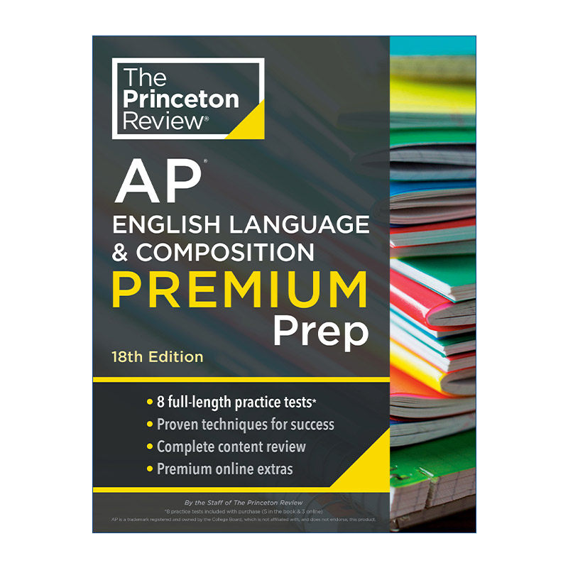 英文原版 Princeton Review AP English Language & Composition Premium Prep 18th Edition 普林斯顿评论AP英语与写作 增值版