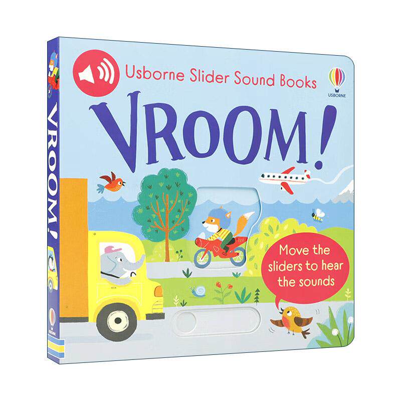英文原版 Slider Sound Books Vroom 交通工具车辆发动 抽拉机关有声纸板书 儿童启蒙认知绘本 英文版 进口英语原版书籍