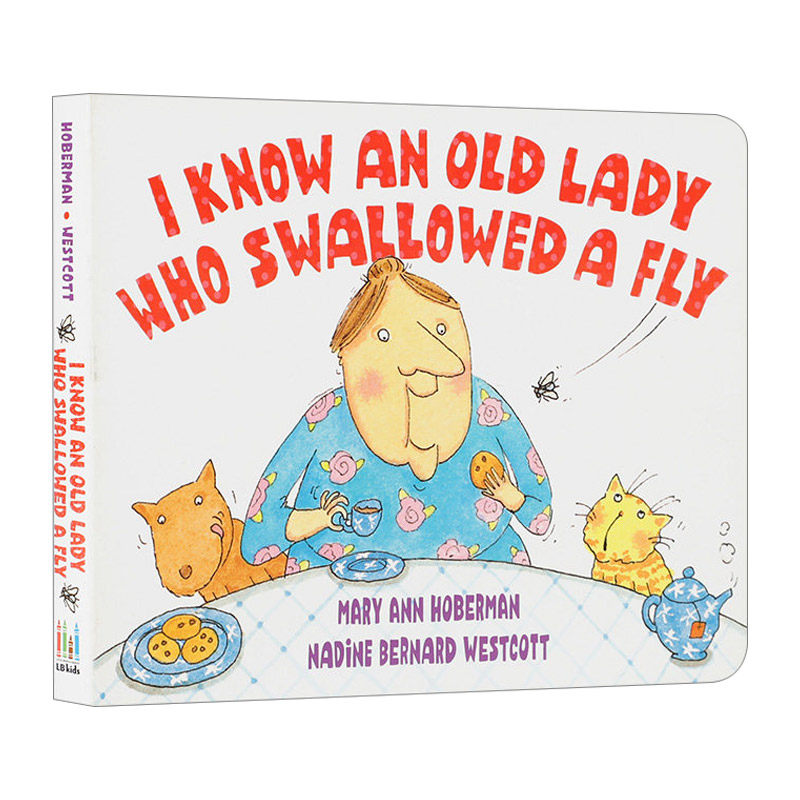 英文原版I Know an Old Lady Who Swallowed a Fly我认识一个吞下苍蝇的老太太低幼认知启蒙儿歌童谣亲子共读英语启蒙纸板书绘本