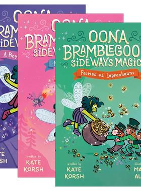 英文原版 Oona Bramblegoop's Sideways Magic 侧身魔法系列1-3册 儿童奇幻章节桥梁故事书 Kate Korsh 英文版 进口英语原版书籍