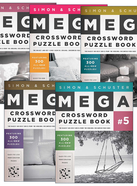 英文原版 Simon & Schuster Mega Crossword Puzzle Book 西蒙与舒斯特超级纵横字谜书5册 英文版 进口英语原版书籍