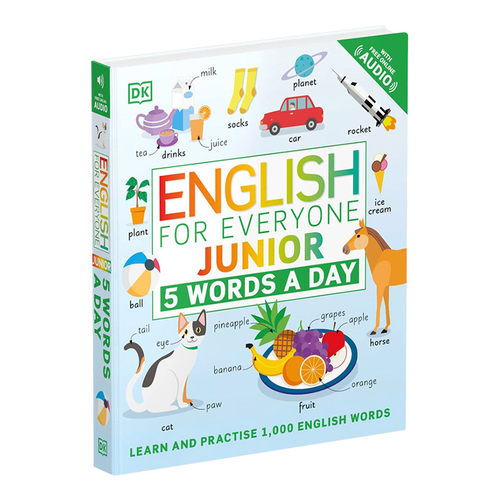 DK出版 English for Everyone Junior: 5 Words a Day 英文原版 人人学英语 初级每天5个单词 词汇图解儿童图书