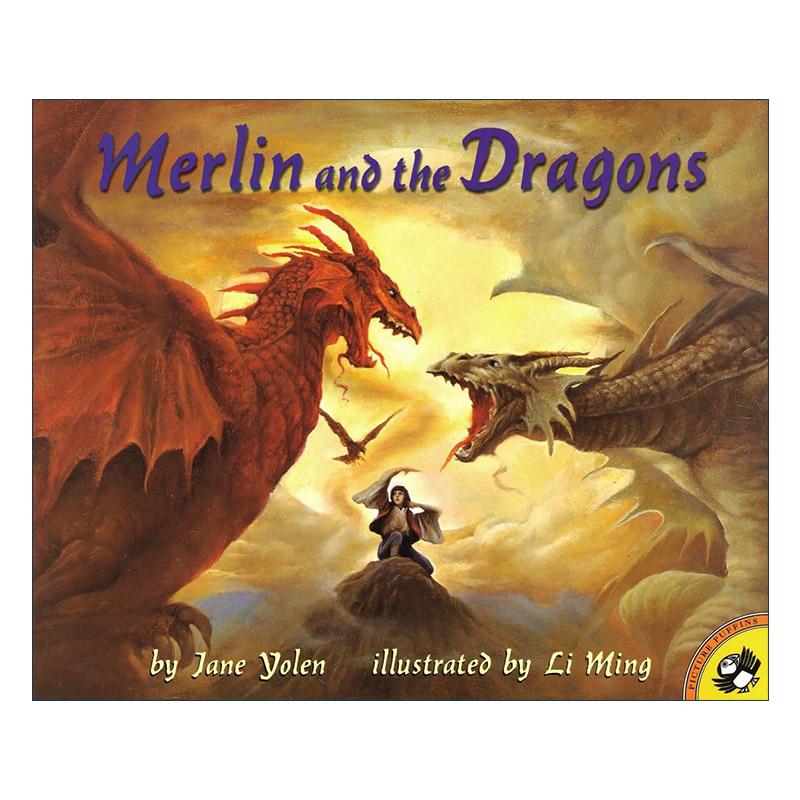 英文原版 Merlin and the Dragons 梅林与龙 儿童绘本 星云奖得主 月下看猫头鹰作者珍·尤伦 英文版 进口英语原版书籍