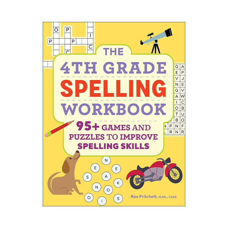 英文原版 The 4th Grade Spelling Workbook 四年级拼写练习册 边玩边学 填字游戏 谜题 单词积累 英文版 进口英语原版书籍