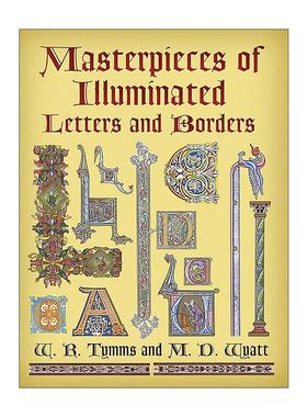 英文原版 Masterpieces of Illuminated Letters and Borders发光字母和边框的杰作 中世纪装饰设计素材图案图册 进口英语原版书籍