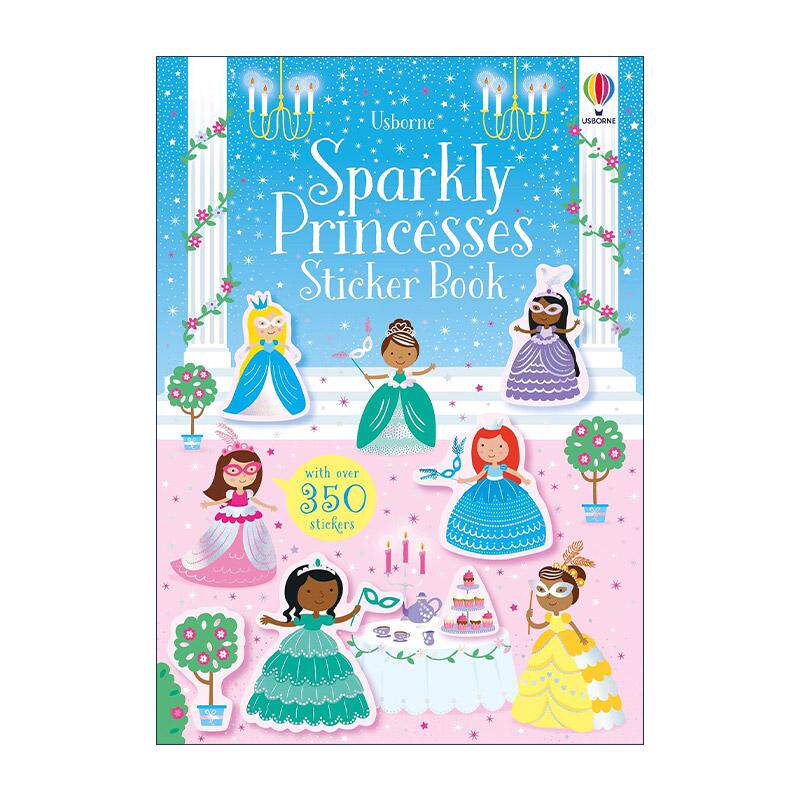 英文原版 Usborne Sparkly Princess Sticker Book 闪闪发光的公主 350多张贴纸 尤斯伯恩儿童益智游戏 英文版 进口英语原版书籍 - 实物图