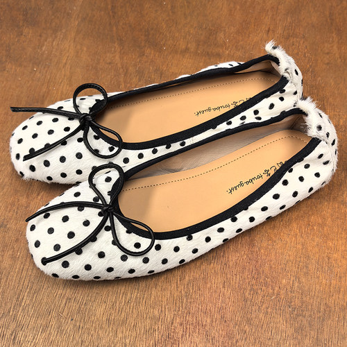 法式复古波点蝴蝶结平底单鞋