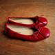 复古小红鞋 方头芭蕾舞鞋 酒红色奶奶鞋 平底蝴蝶结舒适休闲浅口单鞋