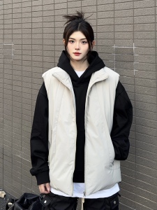 AHCN（志存高远）美式复古立领坎肩工装棉服马甲秋冬宽松休闲外套